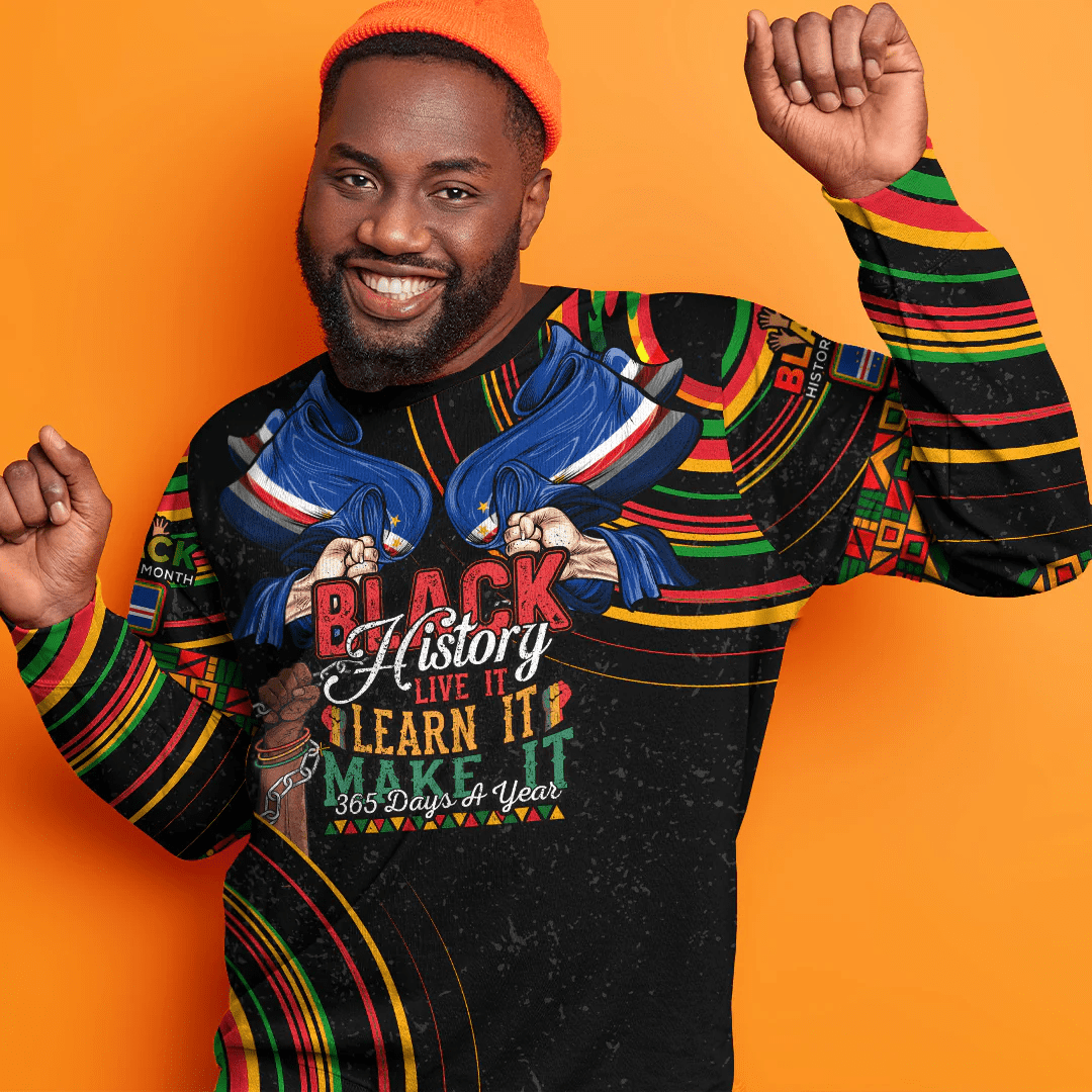 Africa Clothing Cape Verde Sweatshirt Black History Live it Learn it Make it