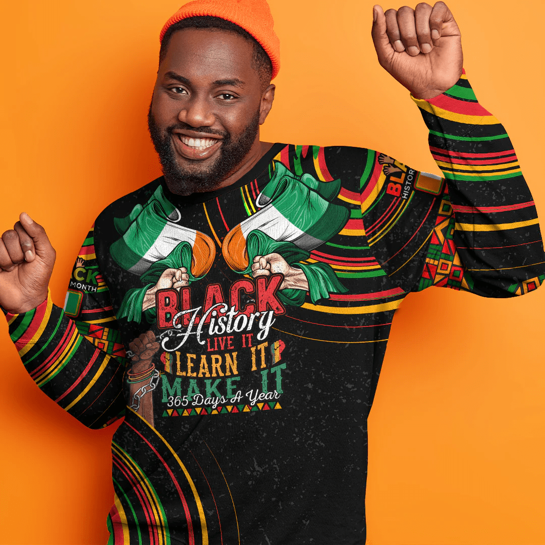 Africa Clothing Ivory Coast Sweatshirt Black History Live it Learn it Make it
