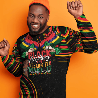 Africa Clothing Mauritius Sweatshirt Black History Live it Learn it Make it