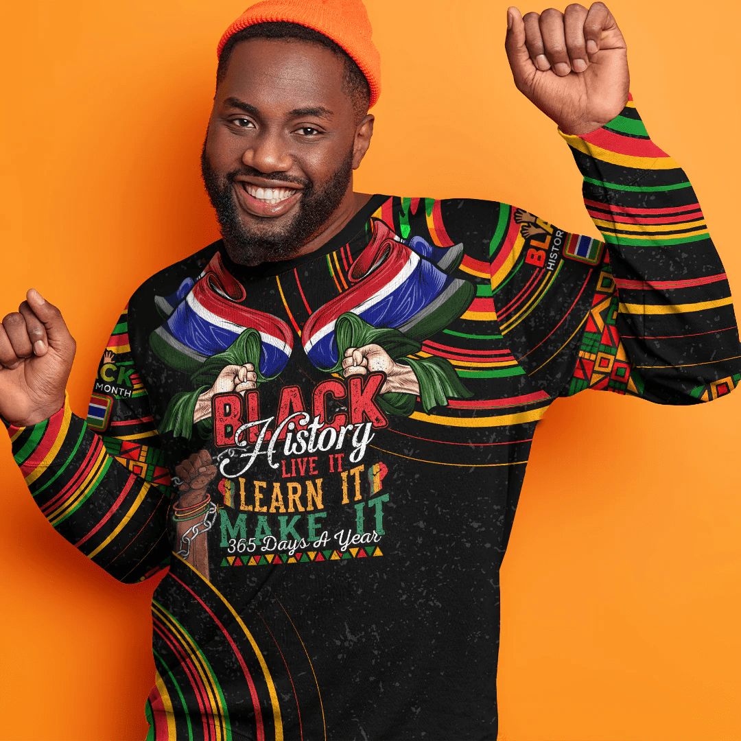Africa Clothing Gambia Sweatshirt Black History Live it Learn it Make it