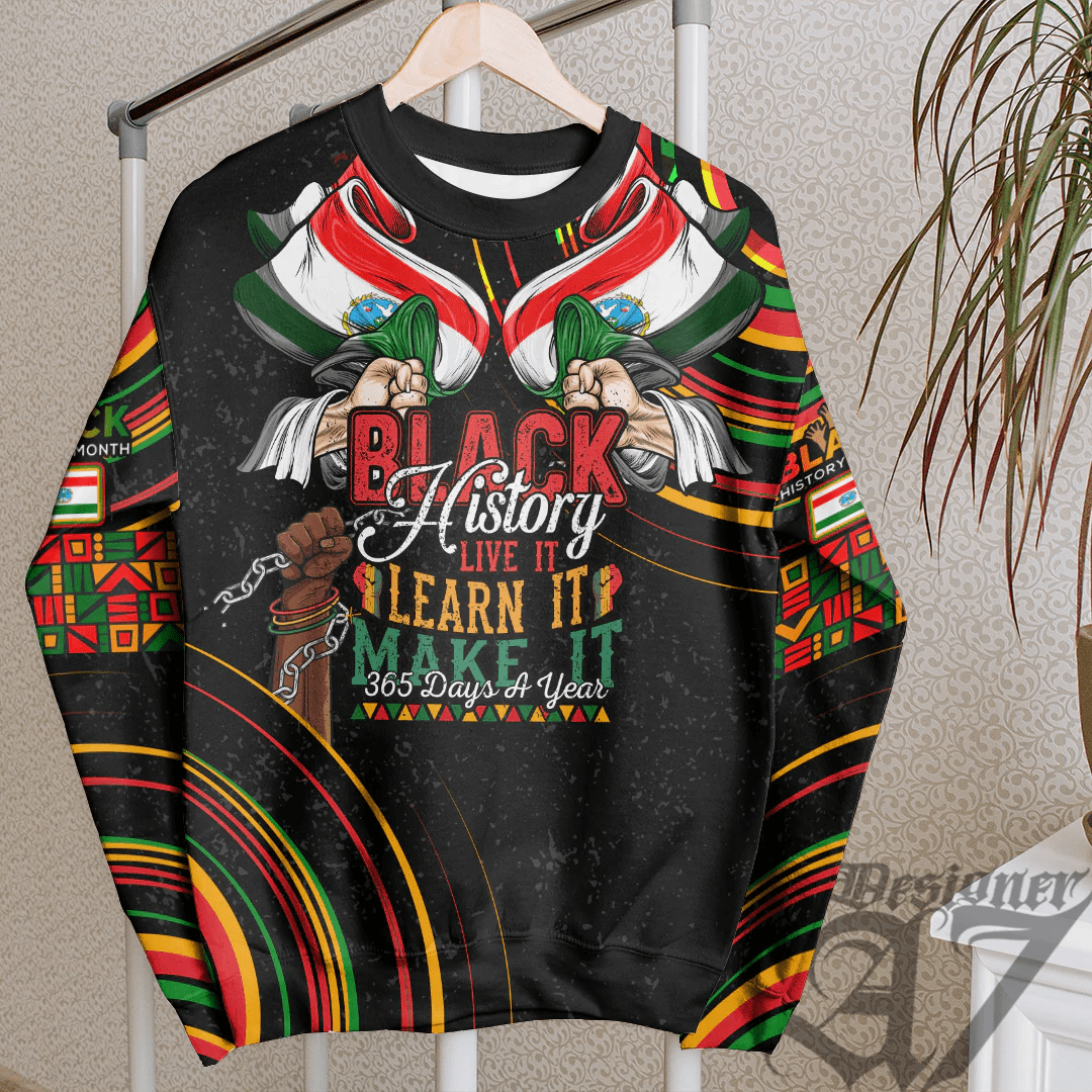 Africa Clothing Harari Ethiopia National Regional State Sweatshirt Black History Live it Learn it Make it