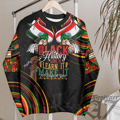 Africa Clothing Harari Ethiopia National Regional State Sweatshirt Black History Live it Learn it Make it