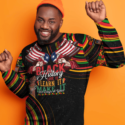 Africa Clothing Liberia Sweatshirt Black History Live it Learn it Make it