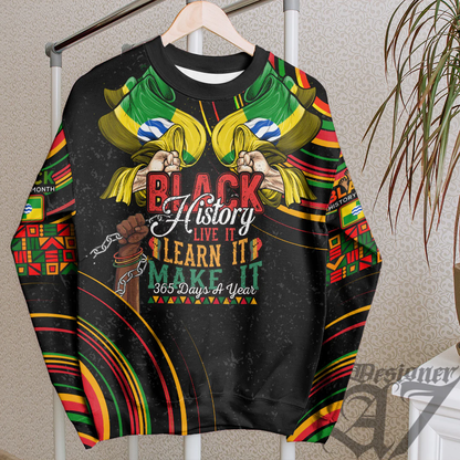 Africa Clothing Nairobi the Capital City Region of Kenya Sweatshirt Black History Live it Learn it Make it