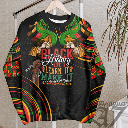 Africa Clothing Zambia Sweatshirt Black History Live it Learn it Make it