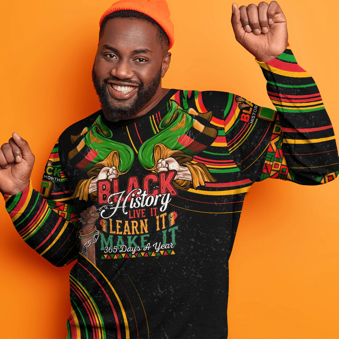 Africa Clothing Zambia Sweatshirt Black History Live it Learn it Make it