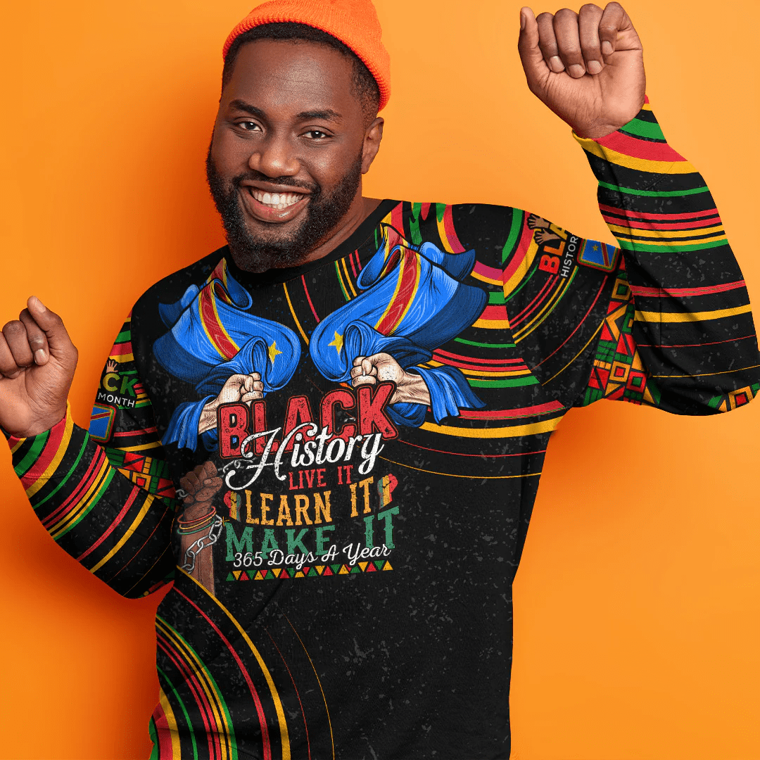 Africa Clothing Democratic Republic Of The Congo Sweatshirt Black History Live it Learn it Make it