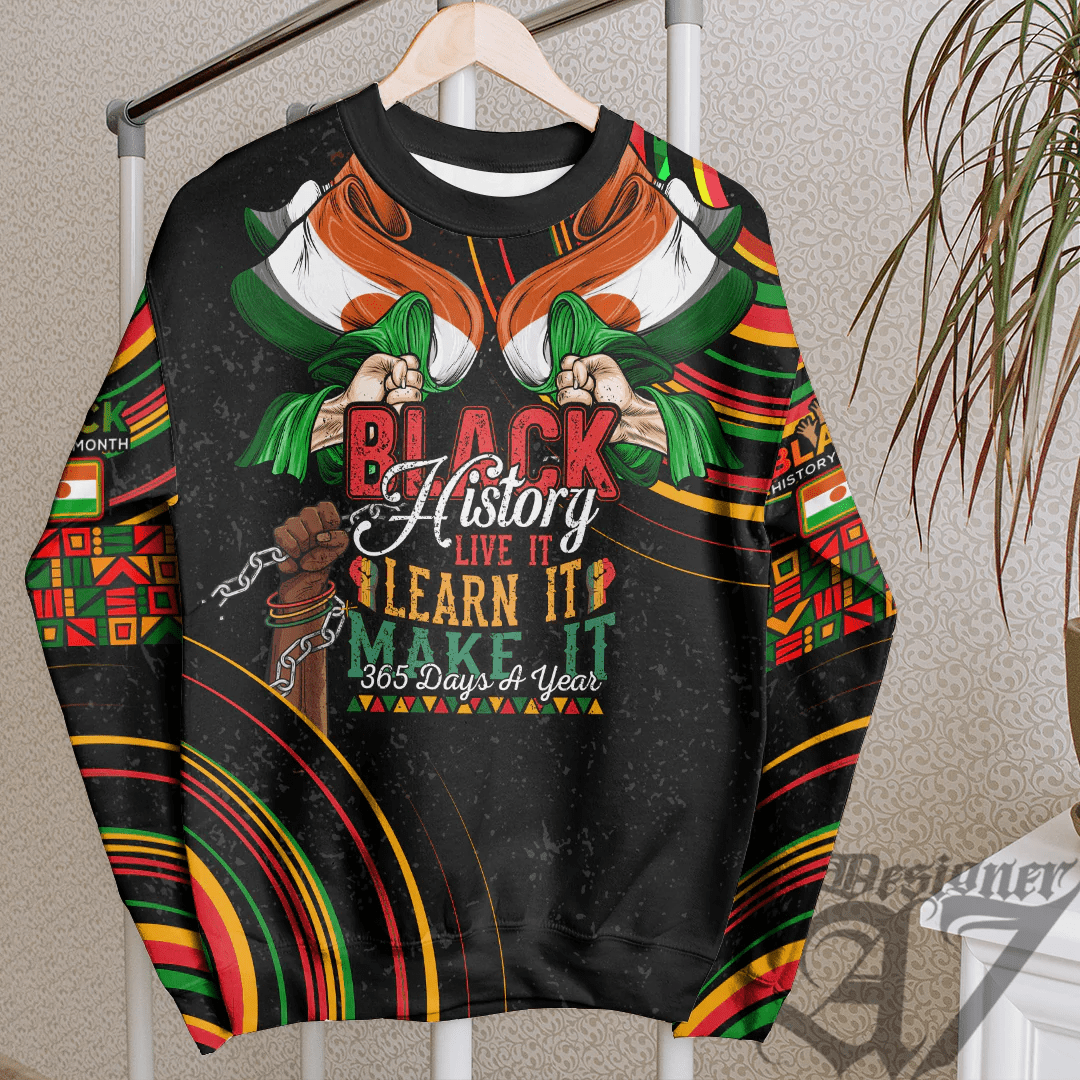 Africa Clothing Niger Sweatshirt Black History Live it Learn it Make it