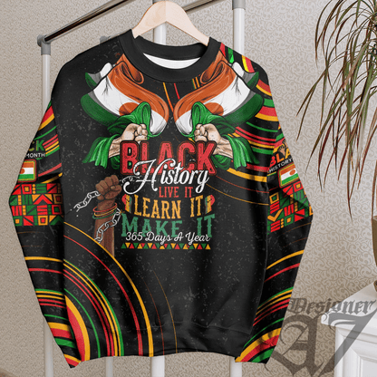 Africa Clothing Niger Sweatshirt Black History Live it Learn it Make it