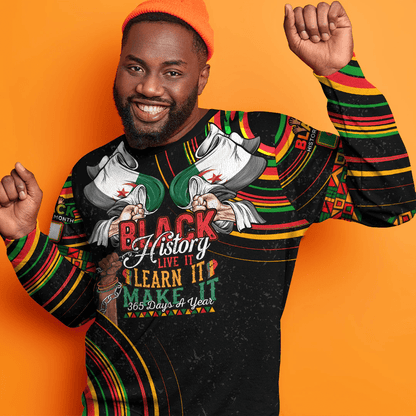 Africa Clothing Algeria Sweatshirt Black History Live it Learn it Make it