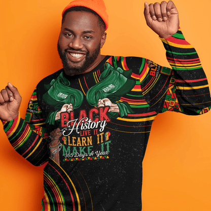 Africa Clothing Saudi Arabia Sweatshirt Black History Live it Learn it Make it