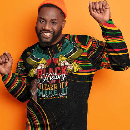 Africa Clothing Mozambique Sweatshirt Black History Live it Learn it Make it