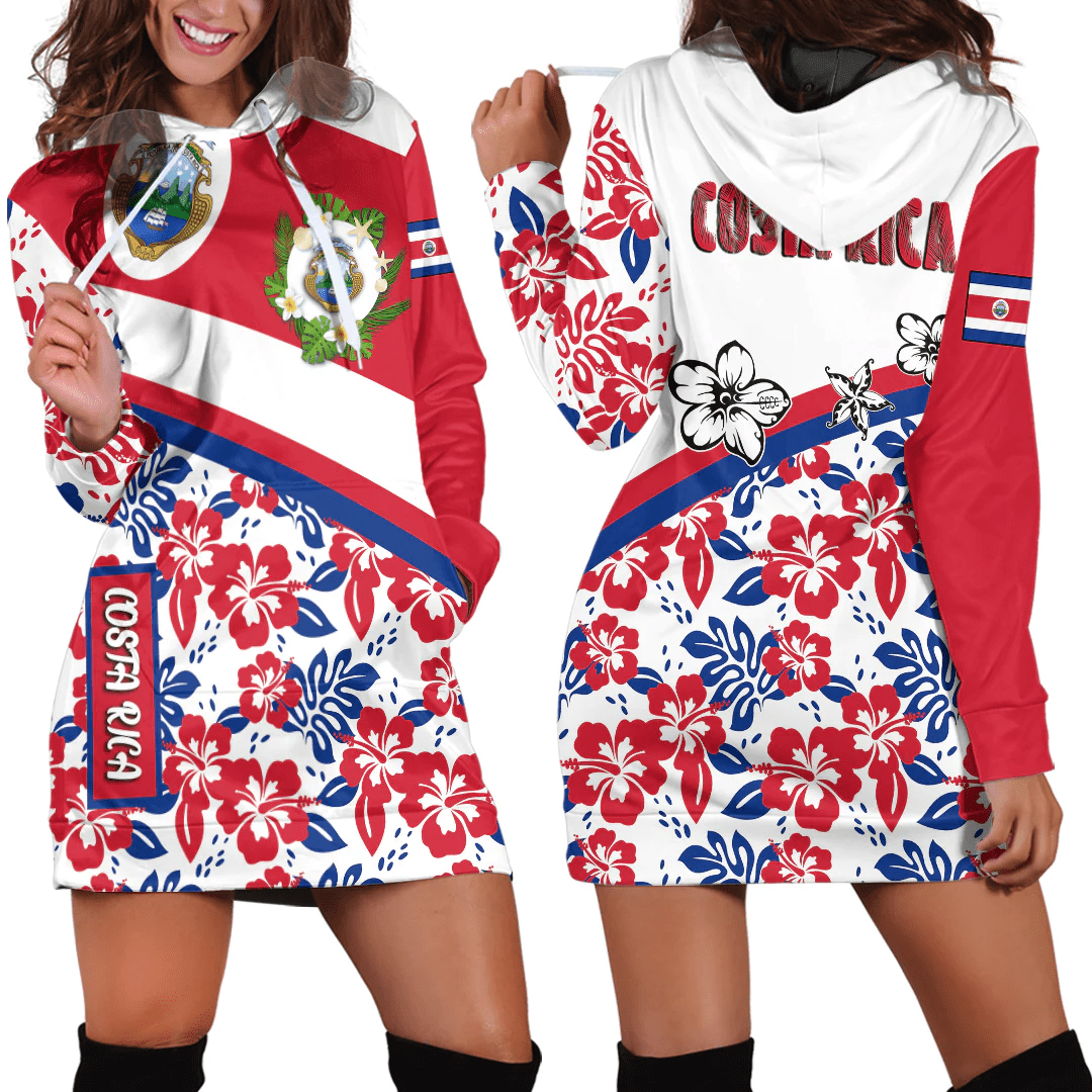 Hoodie Dress Costa Rica Summer Flower Pattern