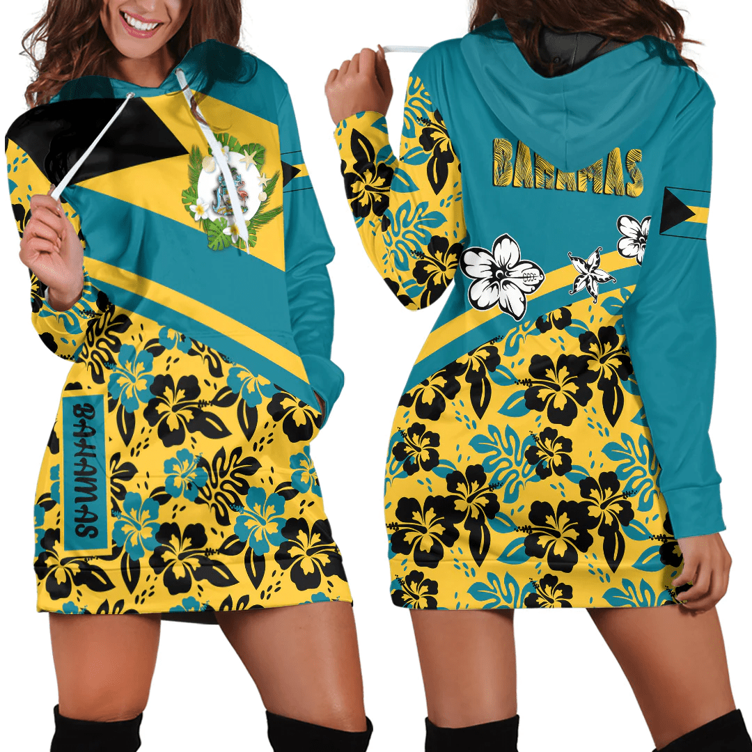 Hoodie Dress Bahamas Summer Flower Pattern