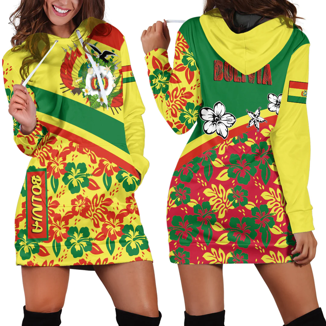 Hoodie Dress Bolivia Summer Flower Pattern