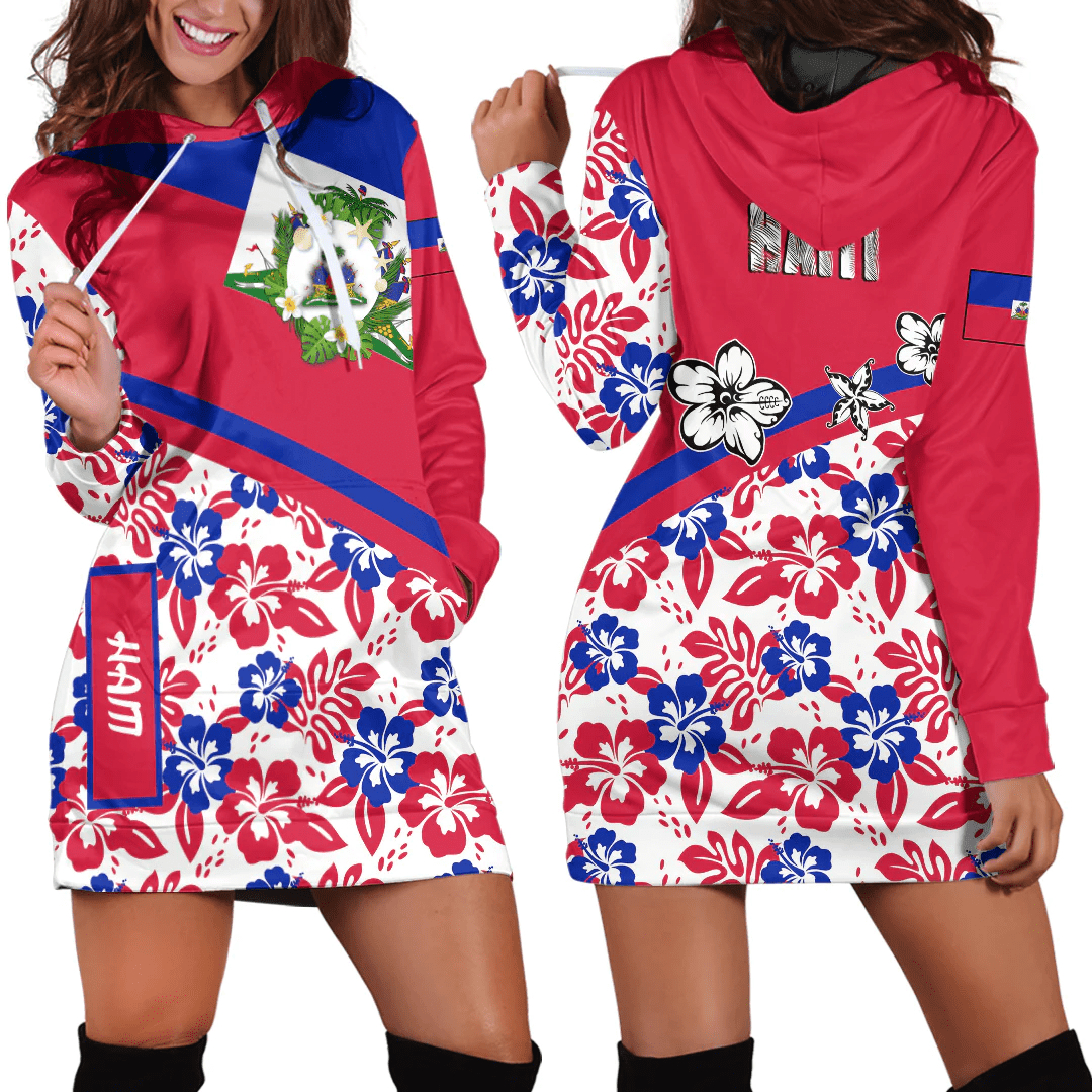 Hoodie Dress Haiti Summer Flower Pattern