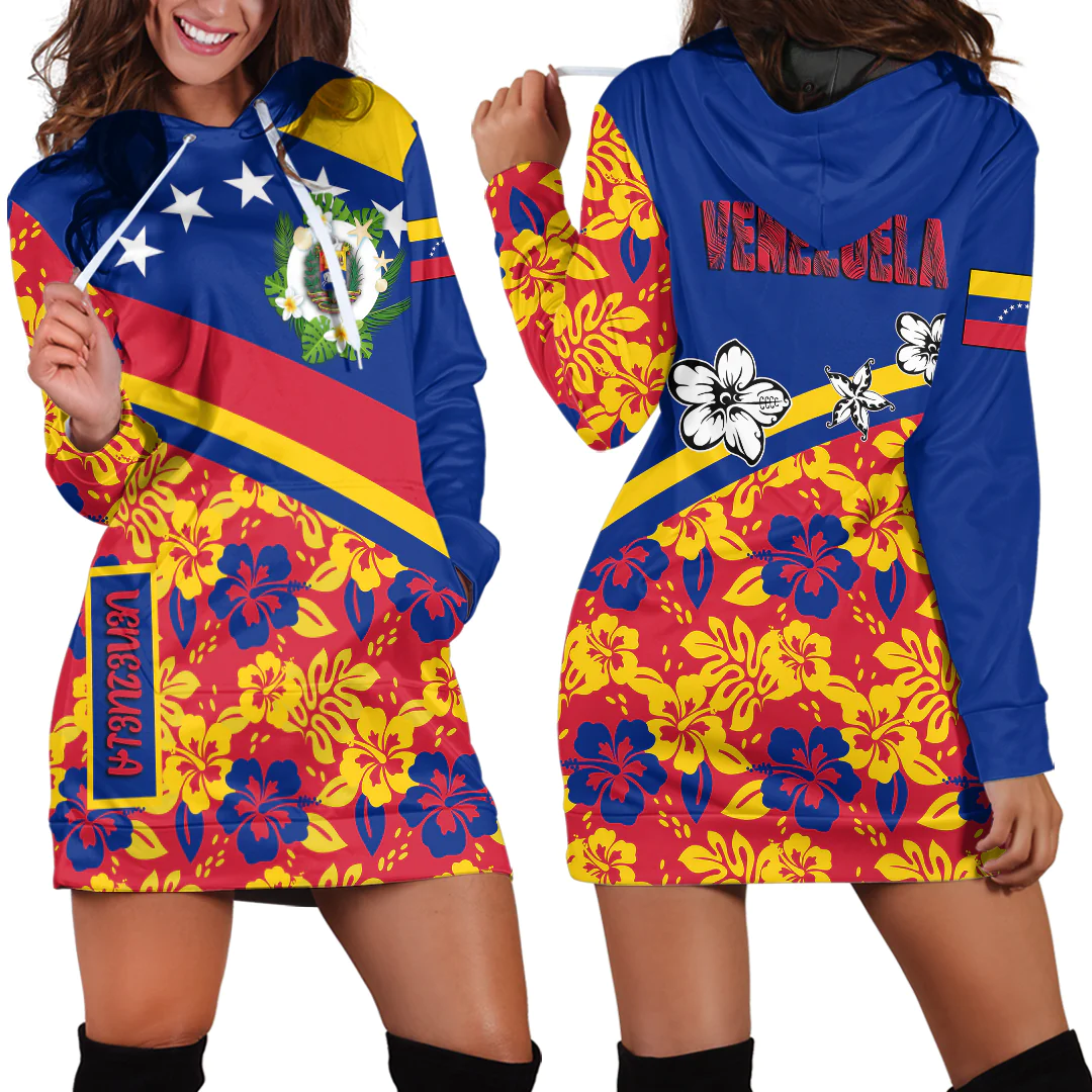 Hoodie Dress Venezuela Summer Flower Pattern