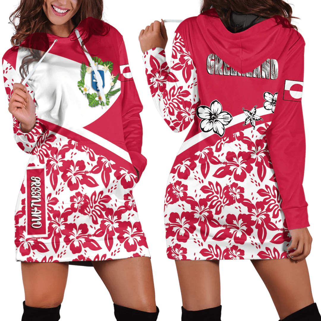 Hoodie Dress Greenland Summer Flower Pattern