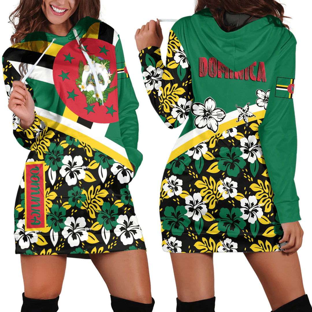 Hoodie Dress Dominica Summer Flower Pattern