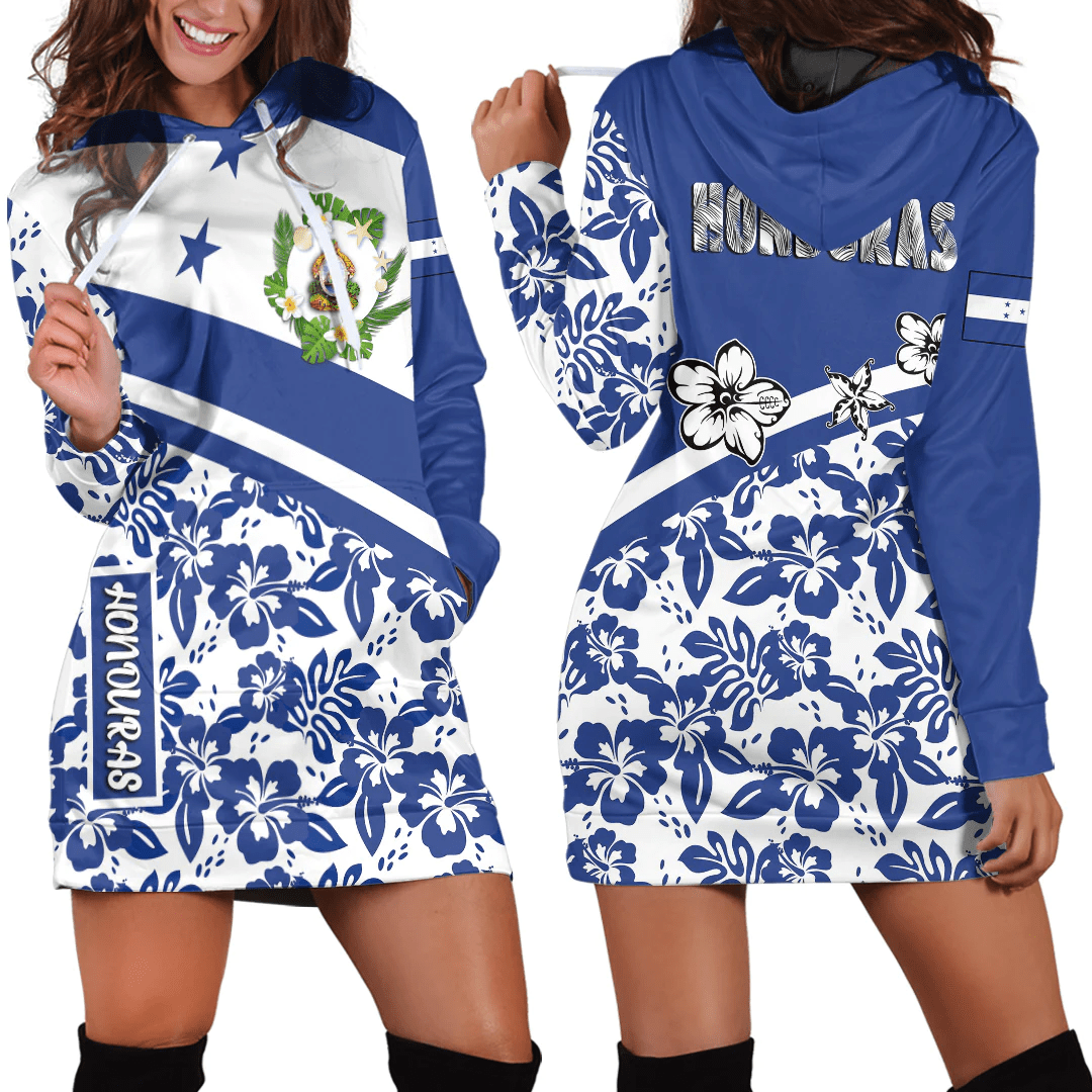 Hoodie Dress Honduras Summer Flower Pattern