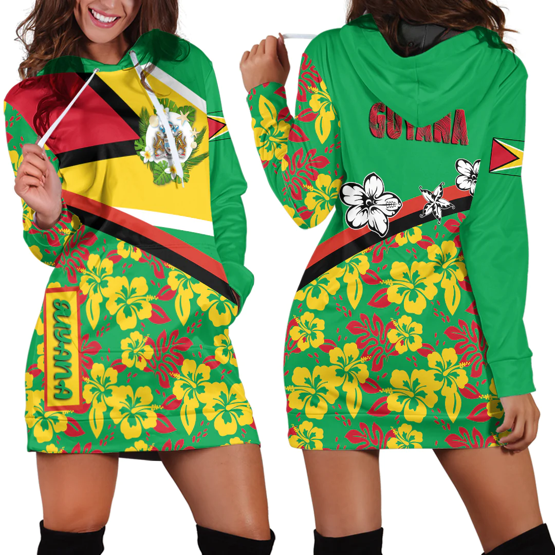 Hoodie Dress Guyana Summer Flower Pattern