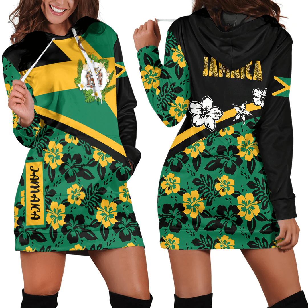 Hoodie Dress Jamaica Summer Flower Pattern