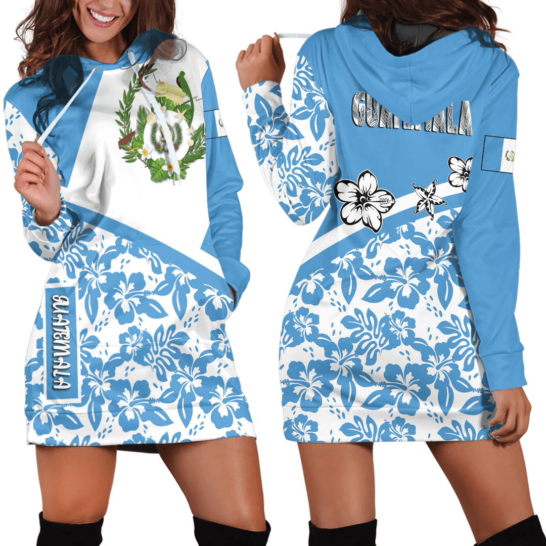 Hoodie Dress Guatemala Summer Flower Pattern