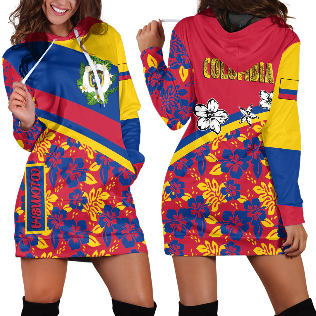 Hoodie Dress Colombia Summer Flower Pattern