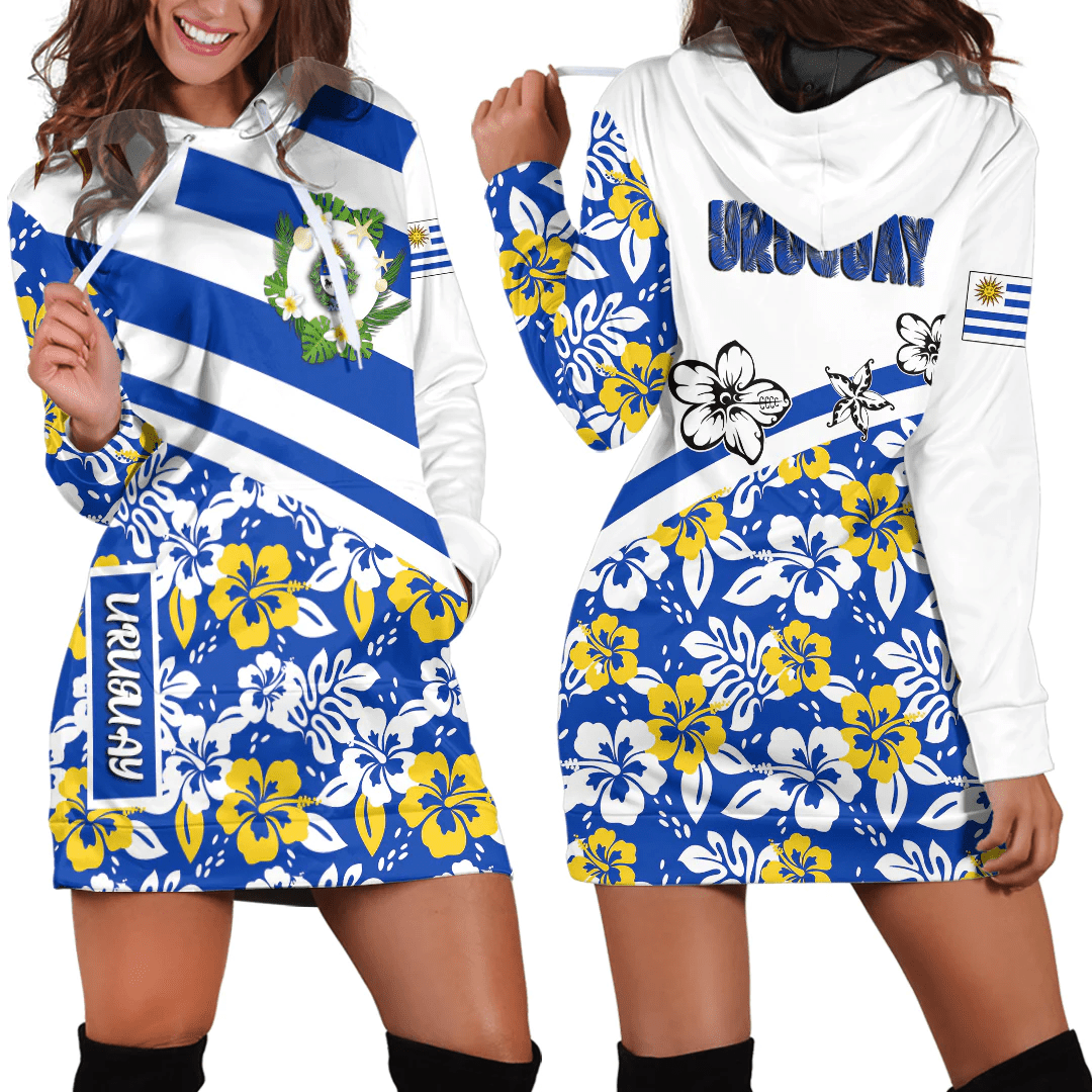 Hoodie Dress Uruguay Summer Flower Pattern