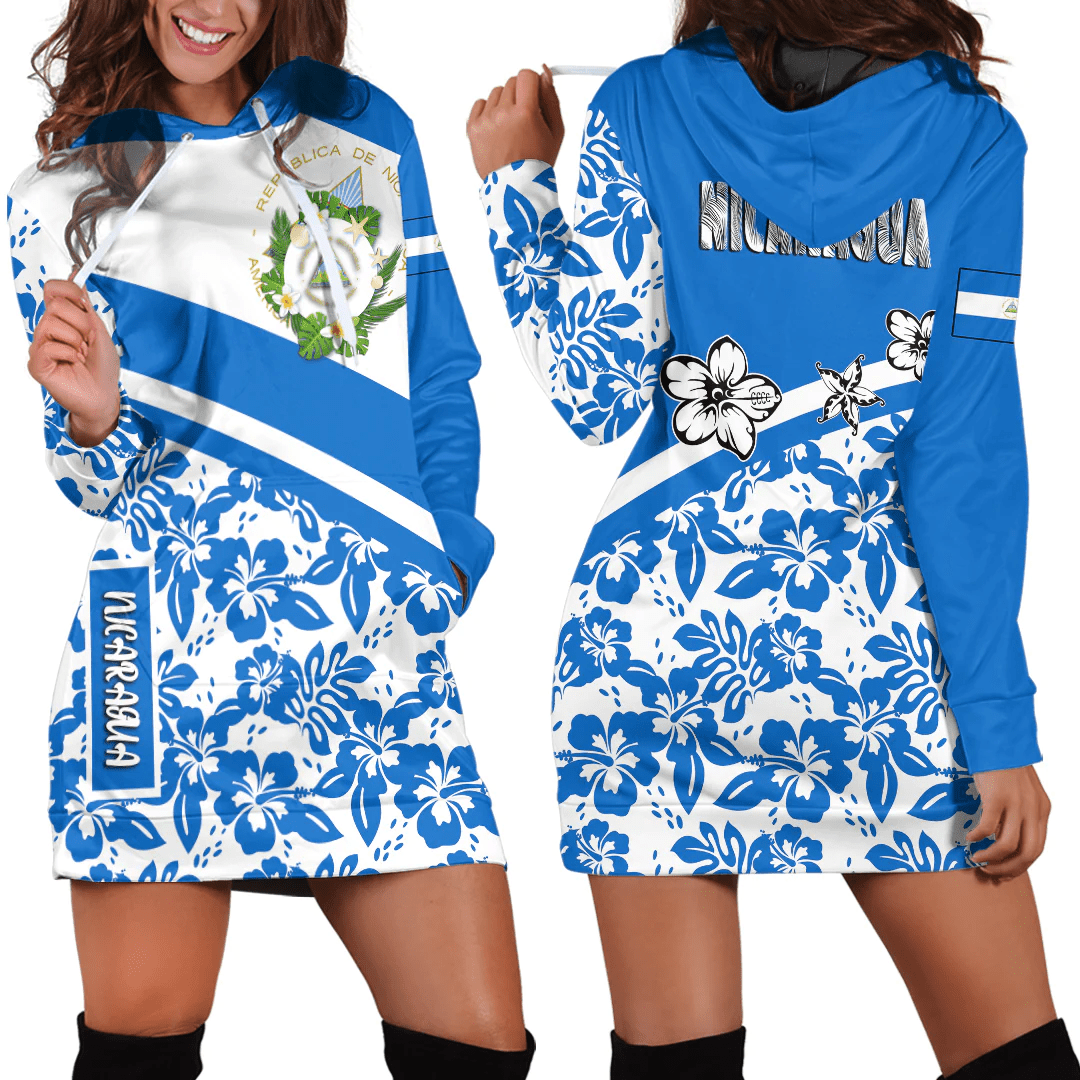 Hoodie Dress Nicaragua Summer Flower Pattern