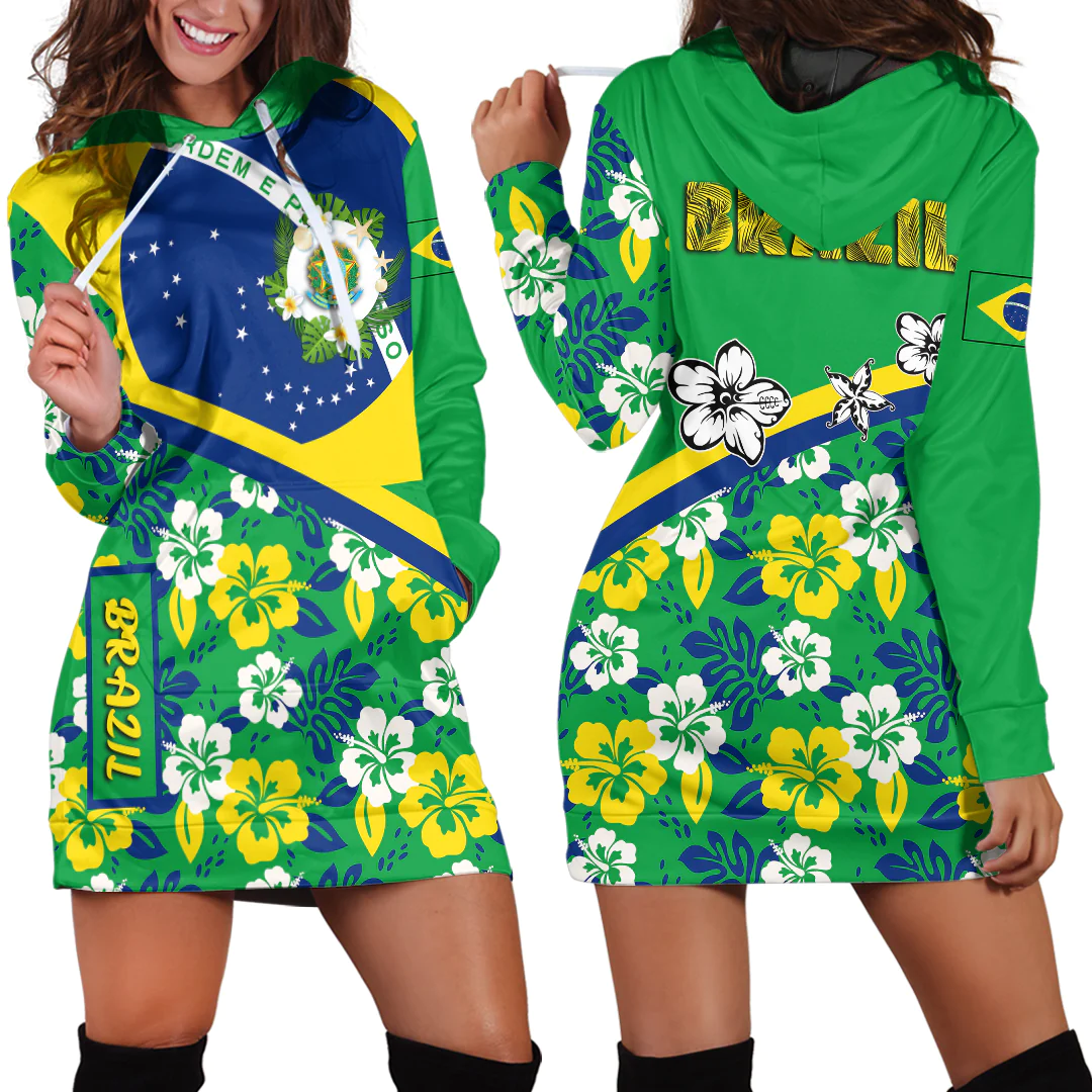 Hoodie Dress Brazil Summer Flower Pattern