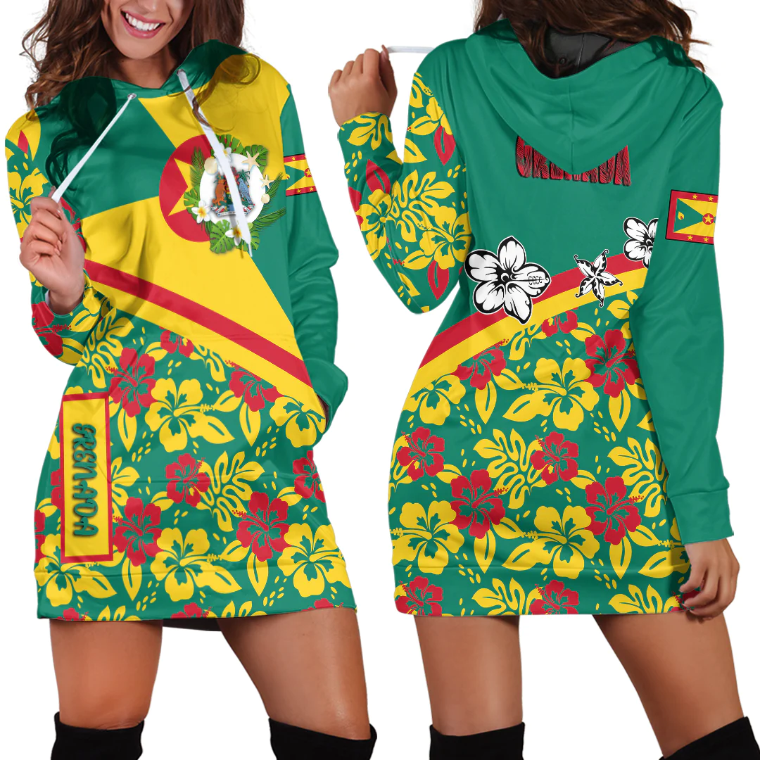 Hoodie Dress Grenada Summer Flower Pattern