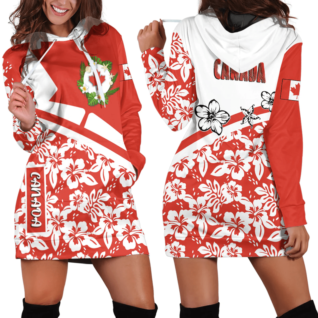 Hoodie Dress Canada Summer Flower Pattern