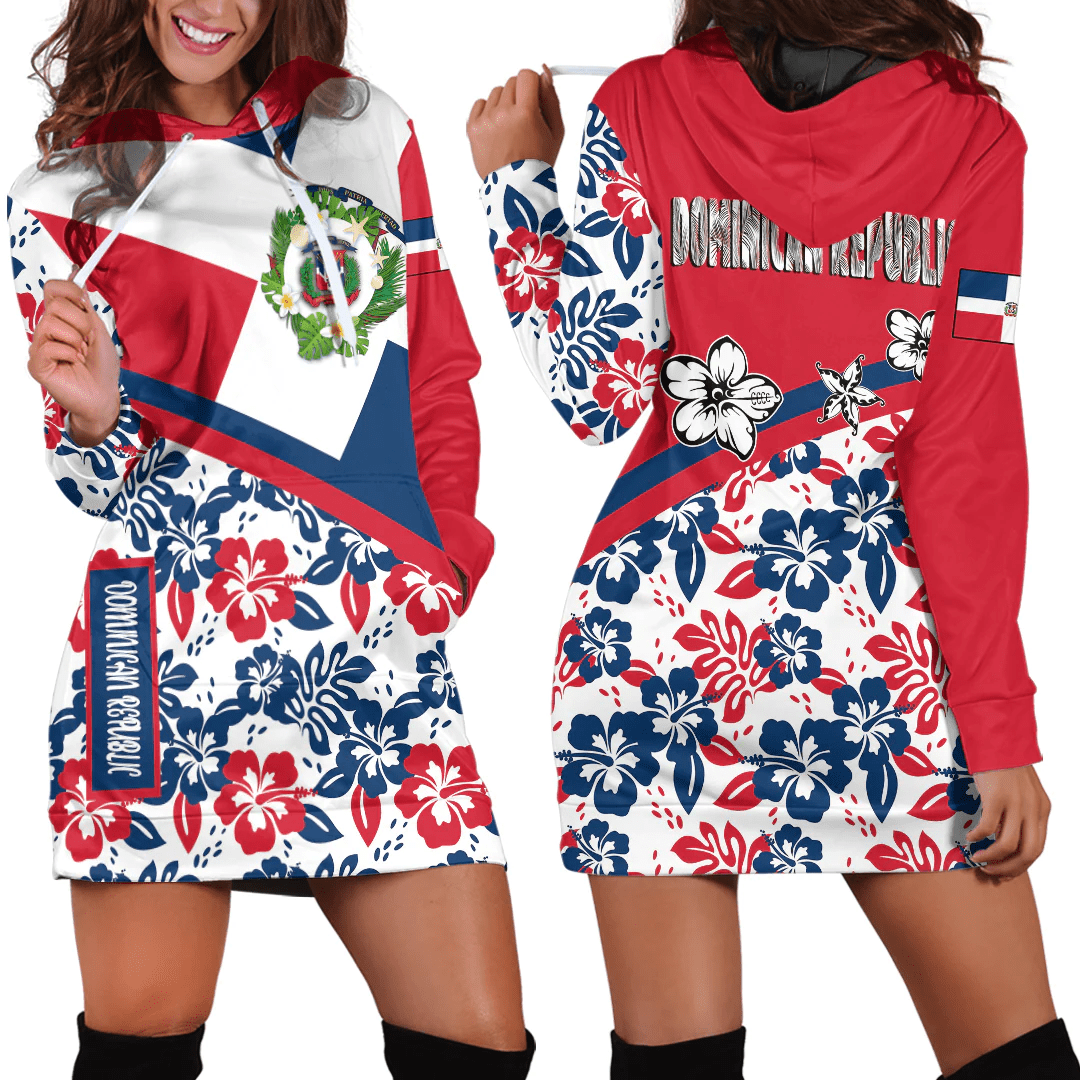 Hoodie Dress Dominican Republic Summer Flower Pattern