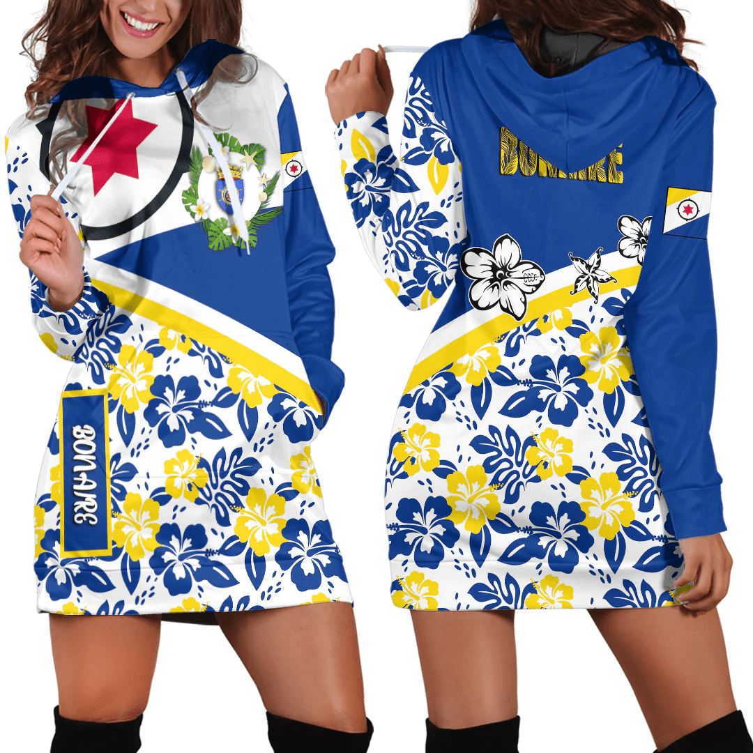 Hoodie Dress Bonaire Summer Flower Pattern