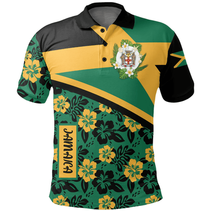 Polo Shirt Jamaica Summer Flower Pattern