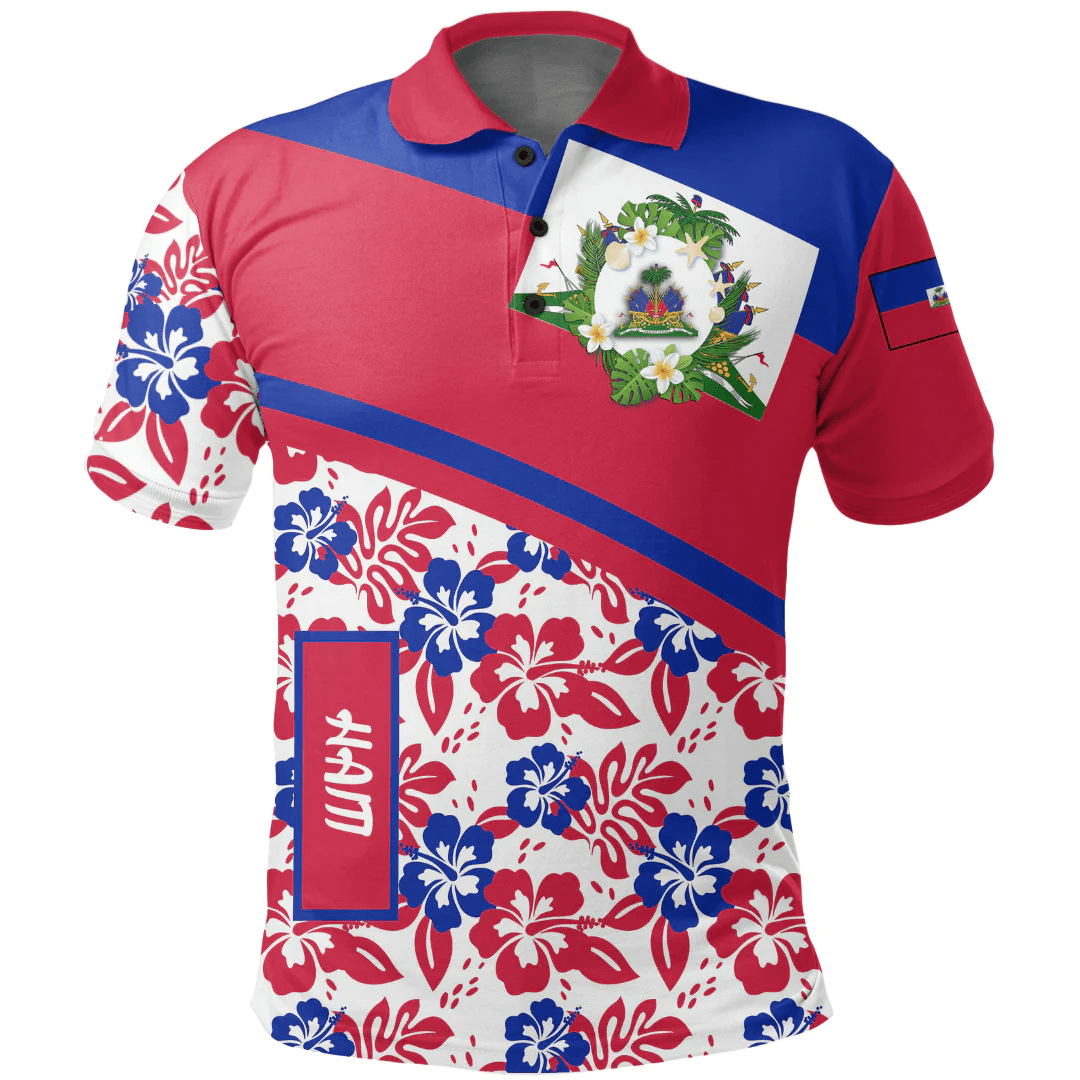 Polo Shirt Haiti Summer Flower Pattern