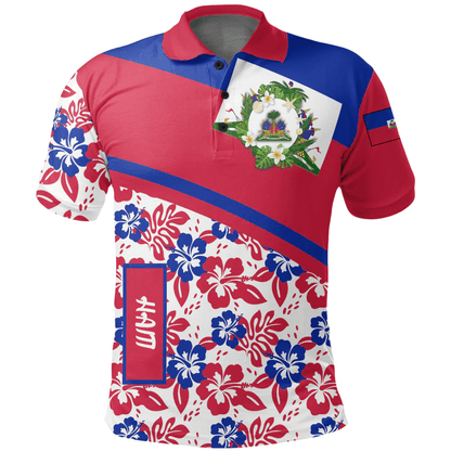 Polo Shirt Haiti Summer Flower Pattern