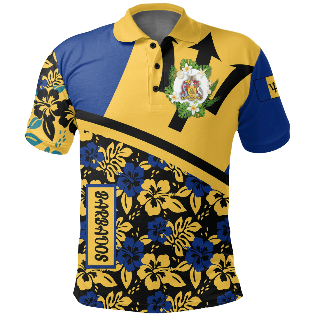 Polo Shirt Barbados Summer Flower Pattern