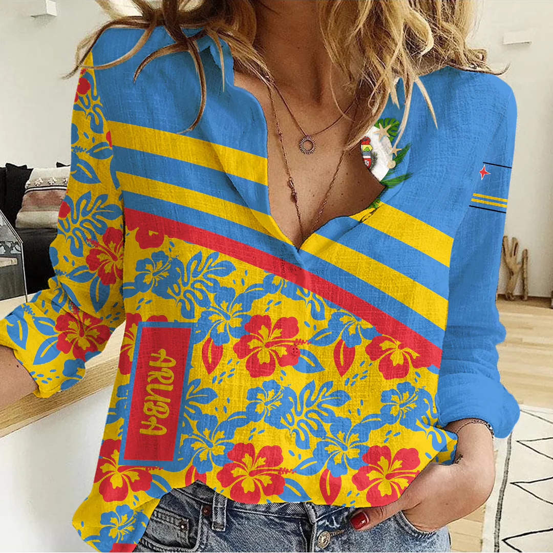 Women's Casual Shirt Aruba Summer Flower Pattern