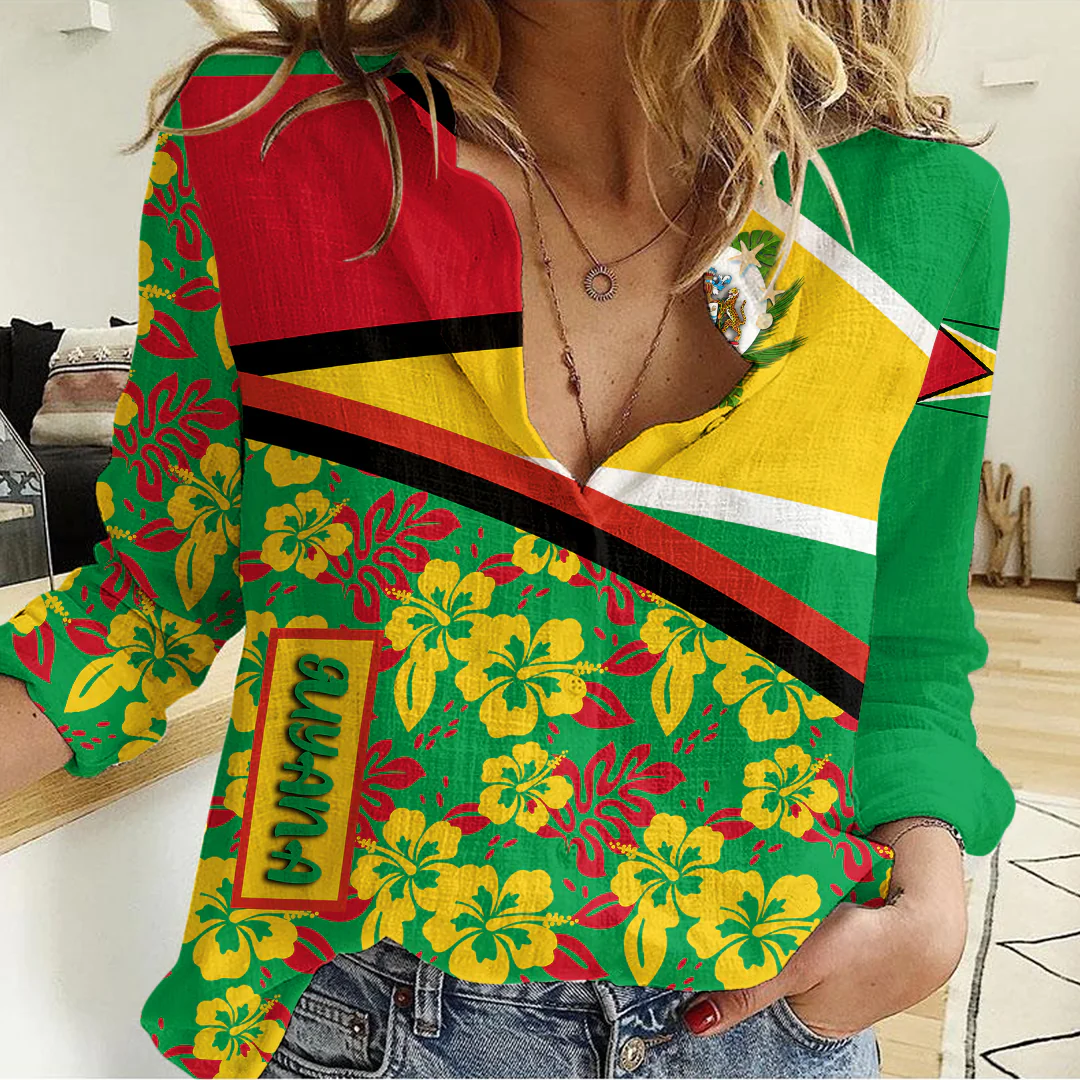 Women's Casual Shirt Guyana Summer Flower Pattern