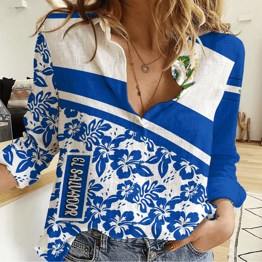 Women's Casual Shirt El Salvador Summer Flower Pattern