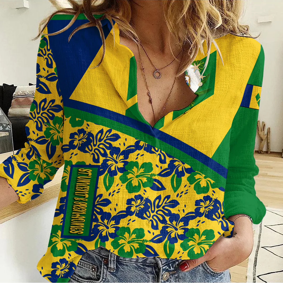 Women's Casual Shirt Saint Vincent and the Grenadines Summer Flower Pattern