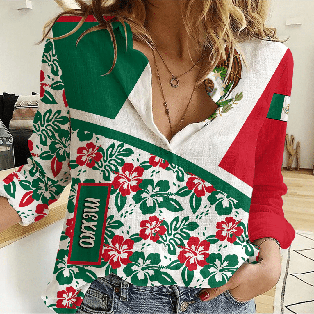 Women's Casual Shirt Mexico Summer Flower Pattern