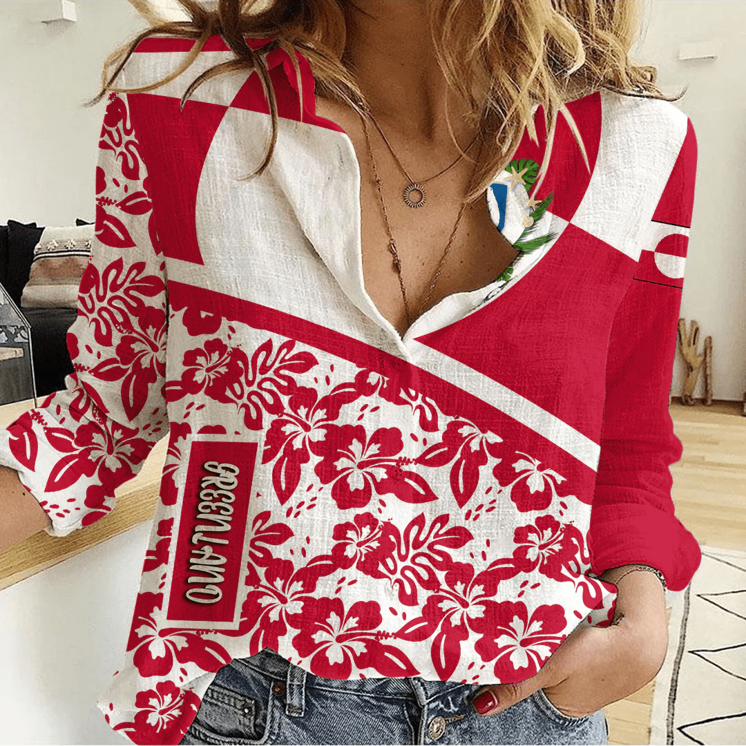 Women's Casual Shirt Greenland Summer Flower Pattern