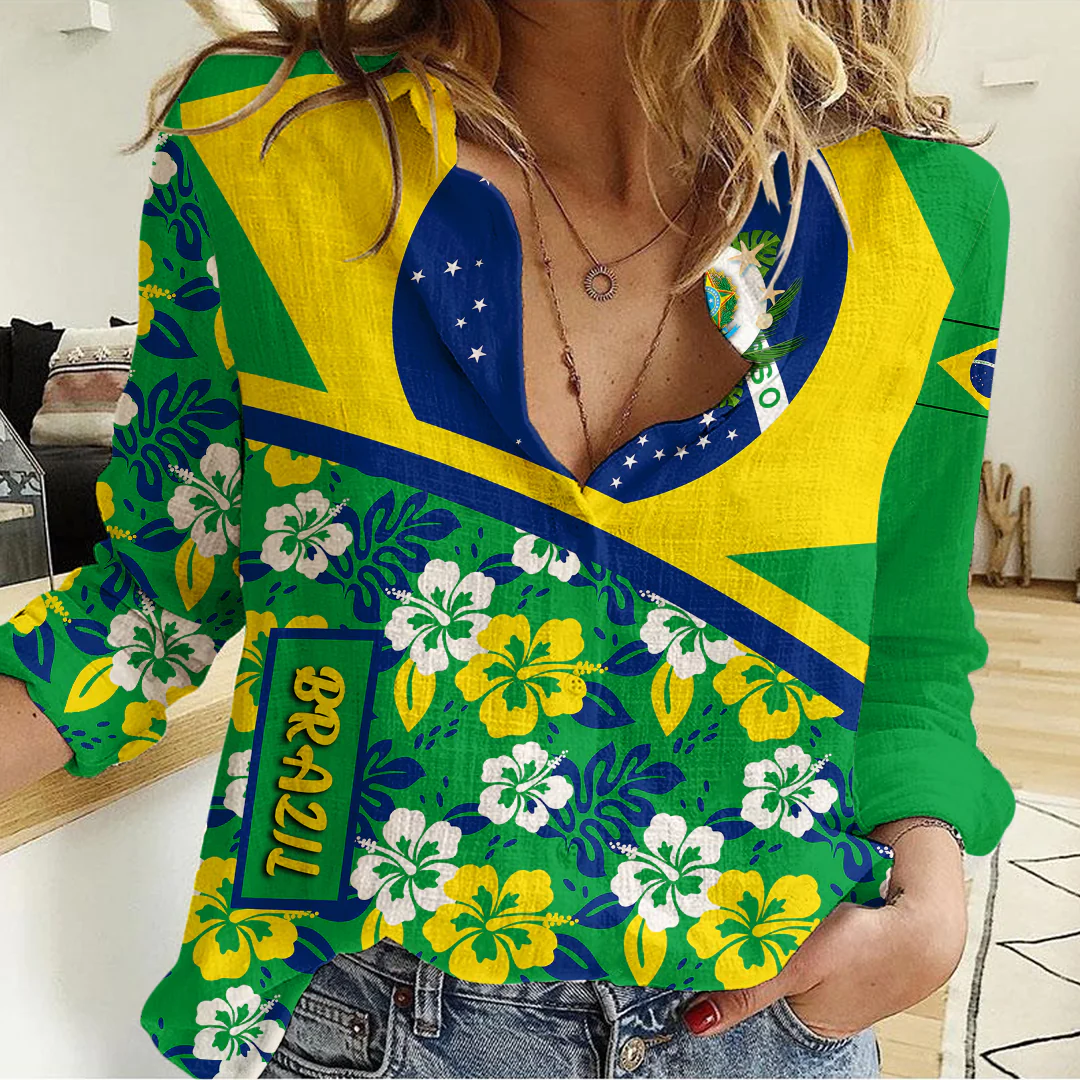 Women's Casual Shirt Brazil Summer Flower Pattern