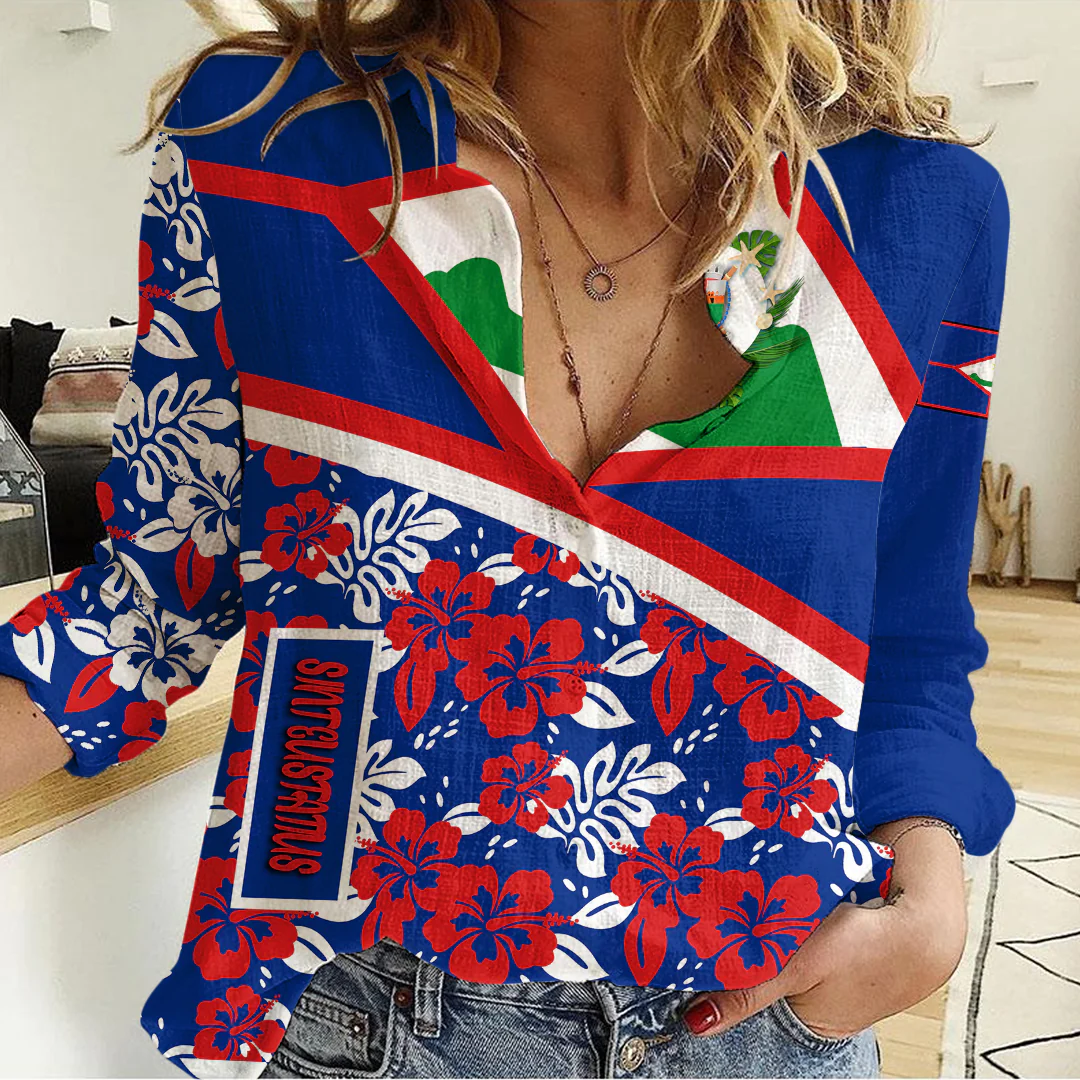 Women's Casual Shirt Sint Eustatius Summer Flower Pattern