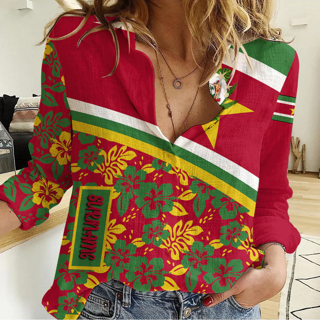 Women's Casual Shirt Suriname Summer Flower Pattern