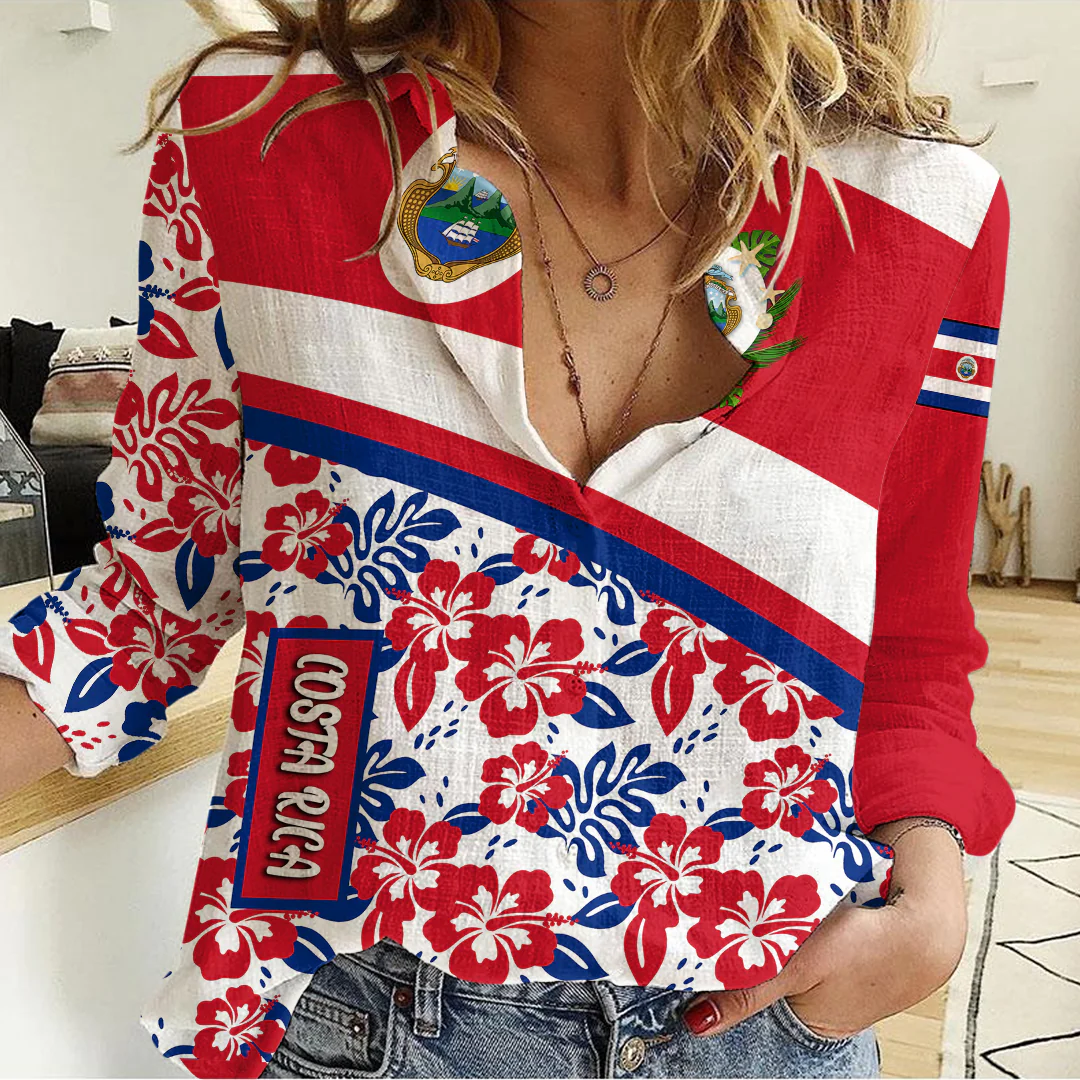 Women's Casual Shirt Costa Rica Summer Flower Pattern