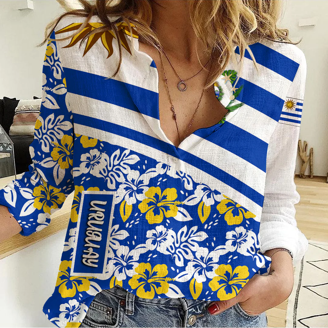 Women's Casual Shirt Uruguay Summer Flower Pattern
